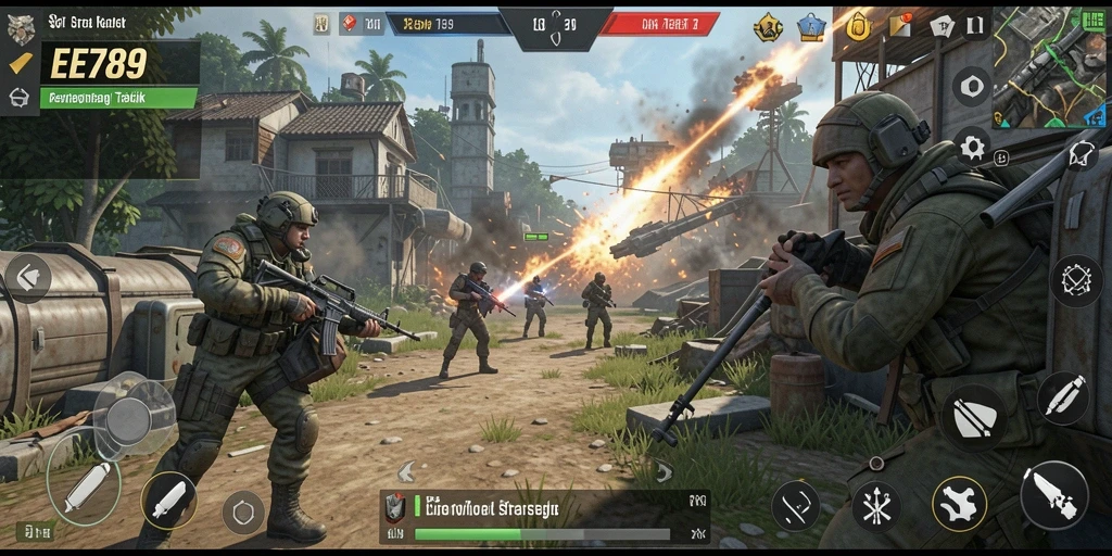 Tampilan gameplay intens dari EE789 dalam aksi strategi.