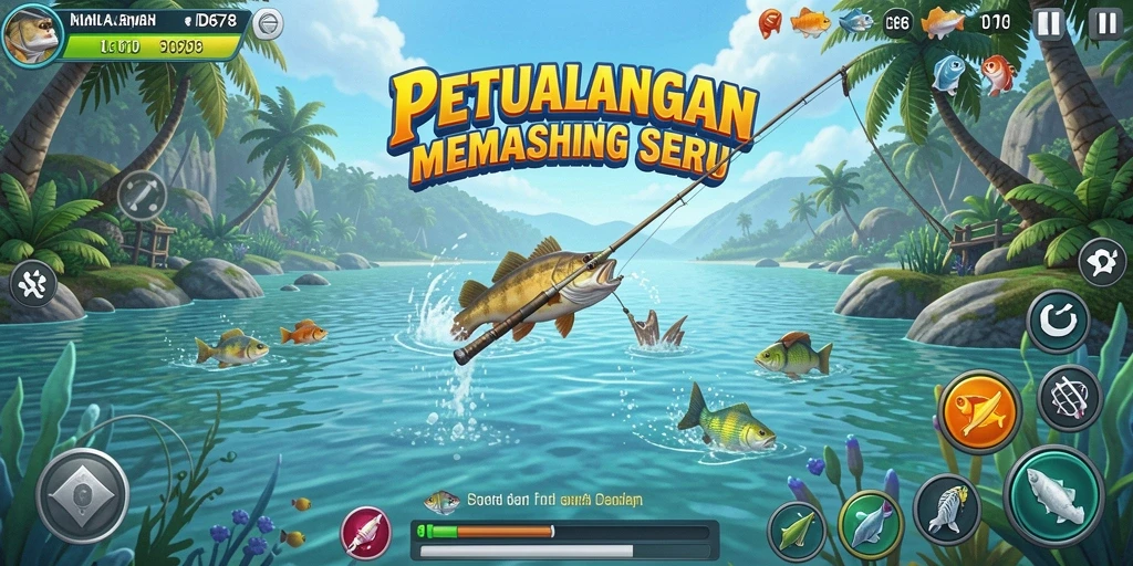 Tampilan gameplay ID678 yang menarik saat memancing berbagai spesies ikan.