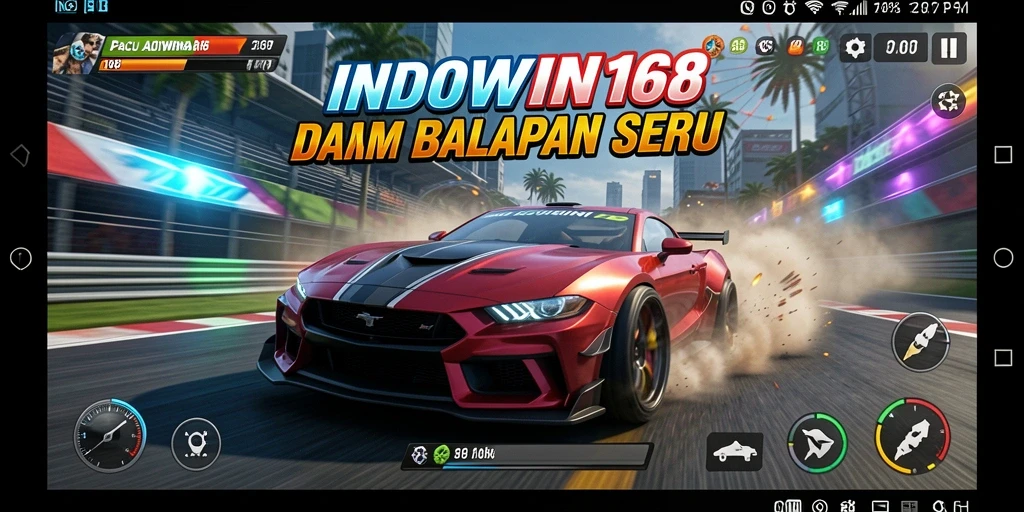 Tangkapan layar gameplay INDOWIN168 yang menunjukkan balapan mendebarkan.