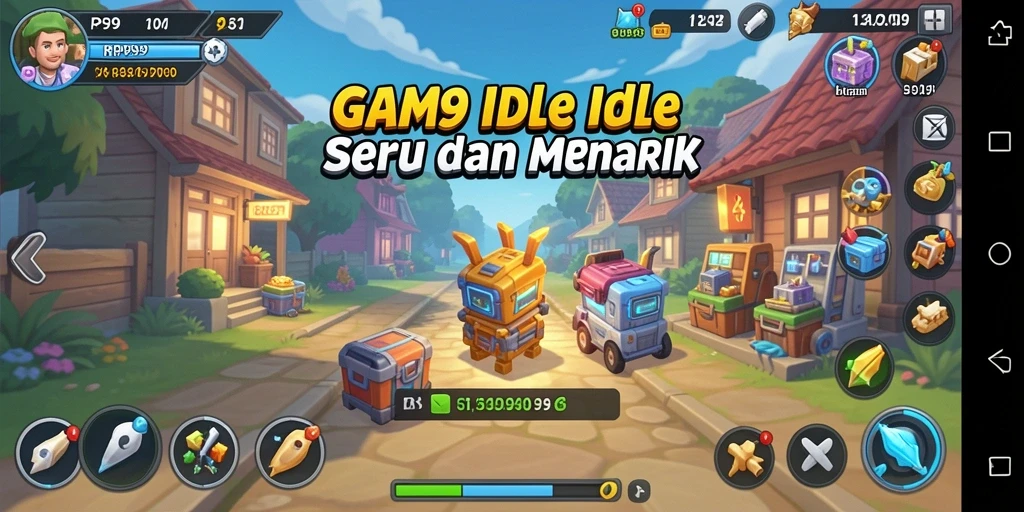 Tampilan screenshot utama RP99 menampilkan aksi gameplay Idle yang seru dan menarik.